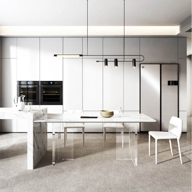 Contemporary Style Rectangle Table Set 1/4/5/6/8 Pieces Dining Set for Home Use