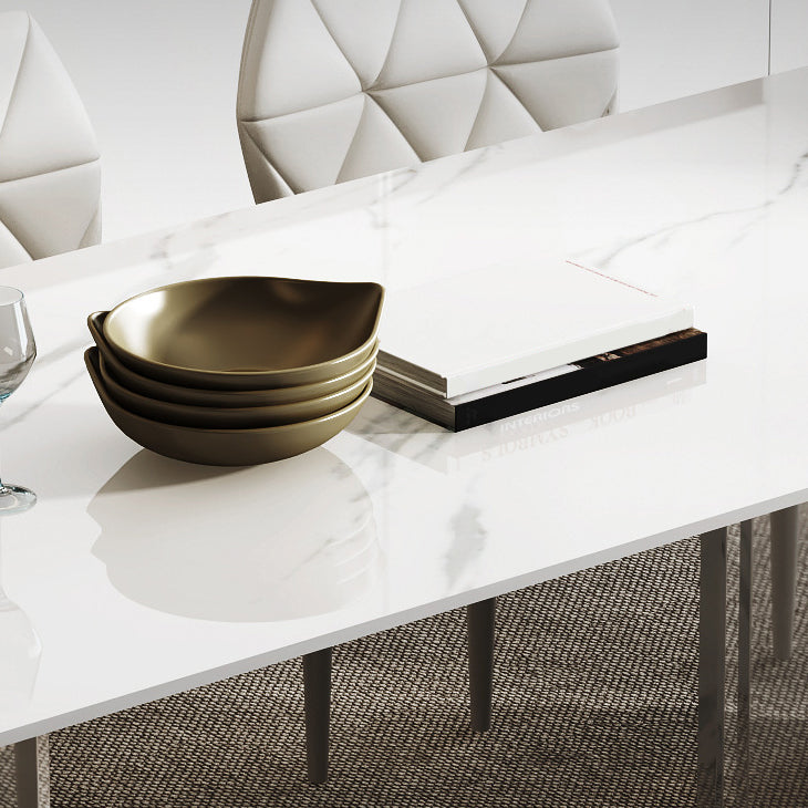 Contemporary Style Rectangle Table Set 1/4/5/6/8 Pieces Dining Set for Home Use