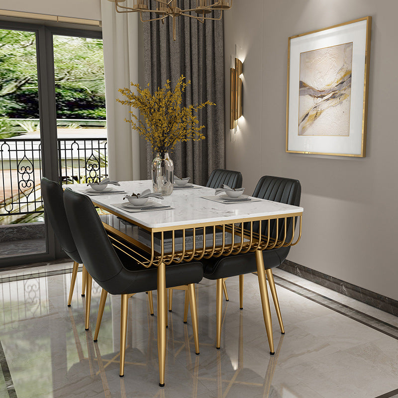 Nordic 1/4/5/7 Pieces Dining Set Rectangle Stone Dining Table for  Kitchen