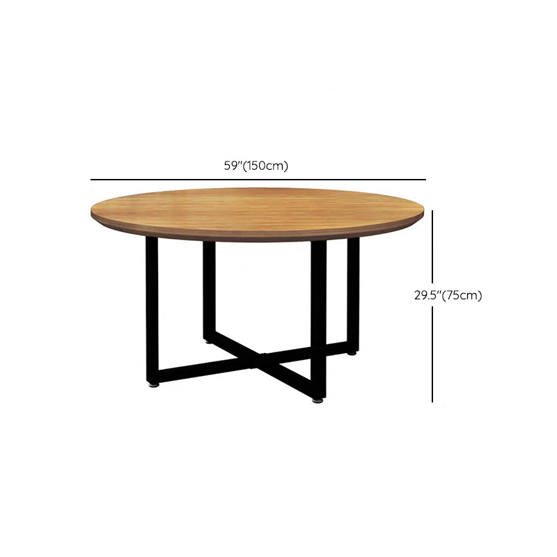 1/7 Pieces Modern Dining Set Solid Wood Round Table with Leather Chairs