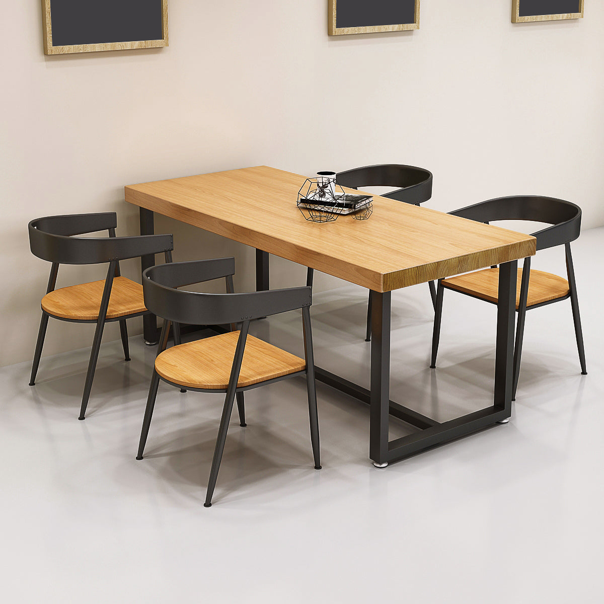 1/5 Pieces Rectangular Dining Table Set Industrial Style Wooden Dining Table with Chairs