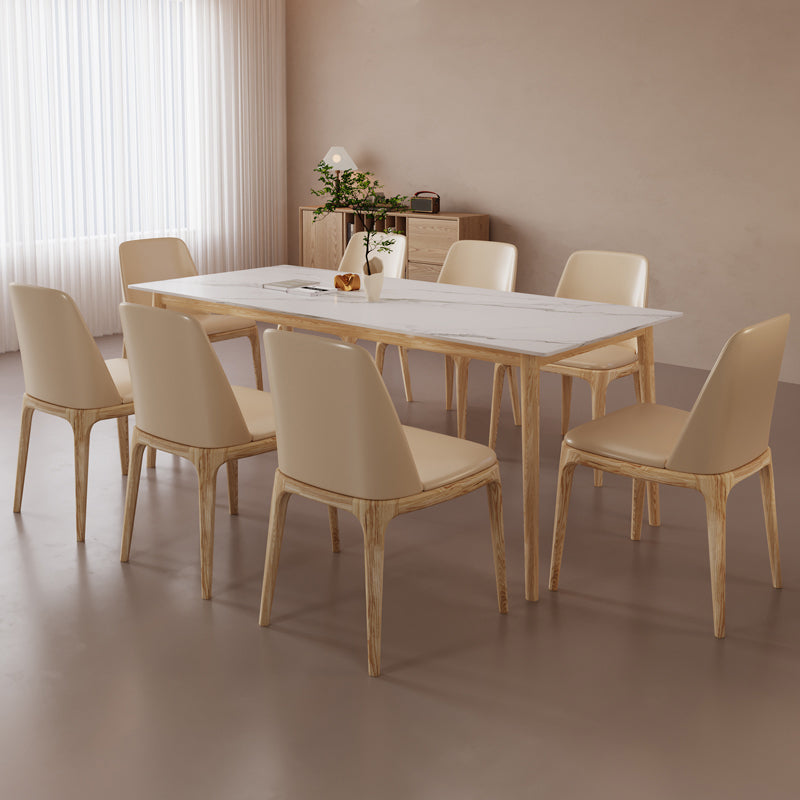 Rectangle Dining Table Set 1/2/6/7/9 Pieces Modern Sintered Stone Table Armless Chairs