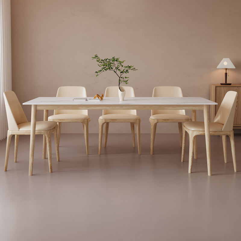 Rectangle Dining Table Set 1/2/6/7/9 Pieces Modern Sintered Stone Table Armless Chairs