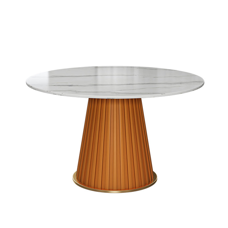 Sintered Stone Dining Table Set 1/3/5/7 Pieces Round Dining Table Faux Leather Chairs