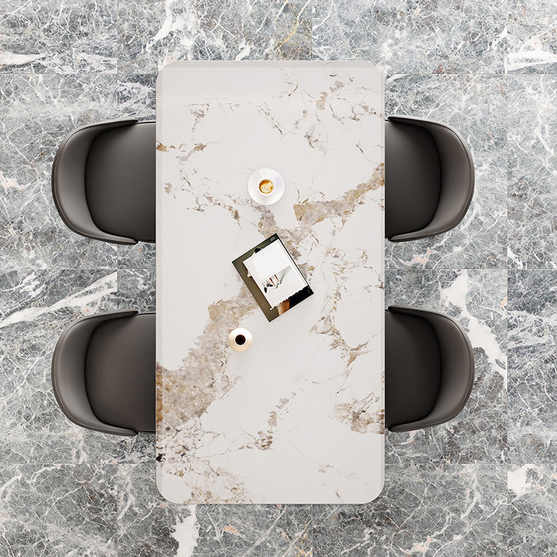 Nordic Dining Furniture Set 1/2/5/7 Pieces Rectangle Sintered Stone Table Armless Chairs