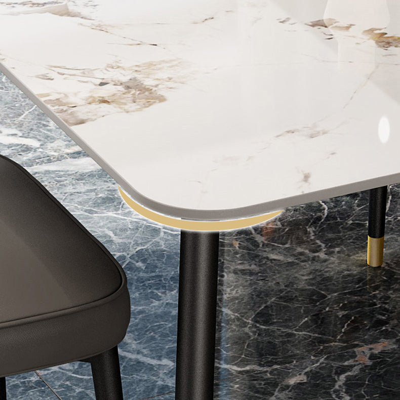 Nordic Dining Furniture Set 1/2/5/7 Pieces Rectangle Sintered Stone Table Armless Chairs