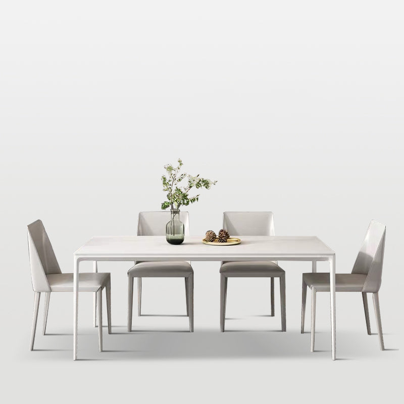 Rectangle Dining Furniture Set 1/4/5/6/7 Pieces Modern Sintered Stone Table Armless Chairs