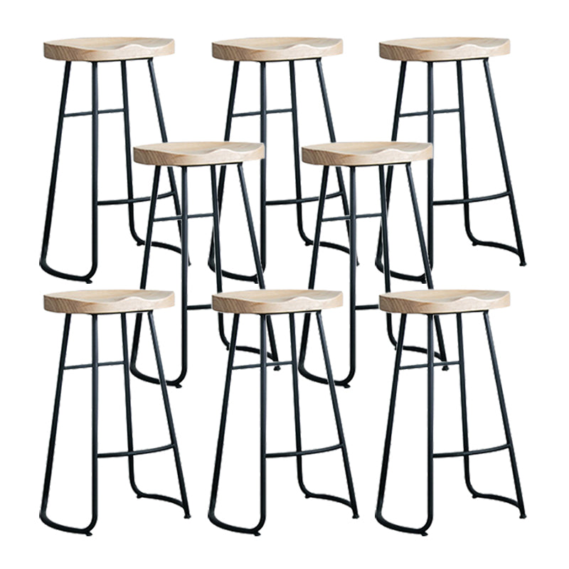 Modern Armless Backless Counter Stool Iron Bar Stool with Pedal