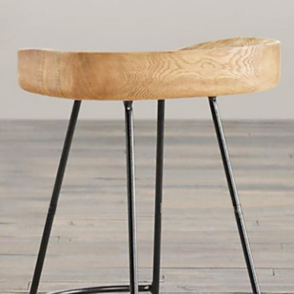 Modern Armless Backless Counter Stool Iron Bar Stool with Pedal