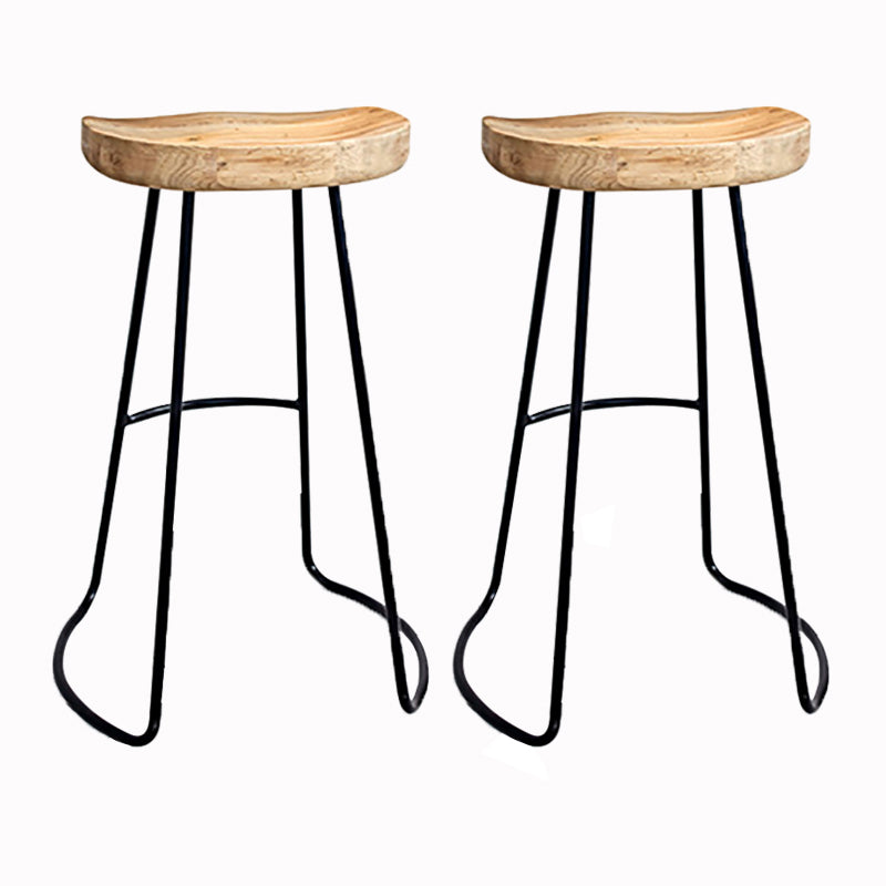 Modern Armless Backless Counter Stool Iron Bar Stool with Pedal
