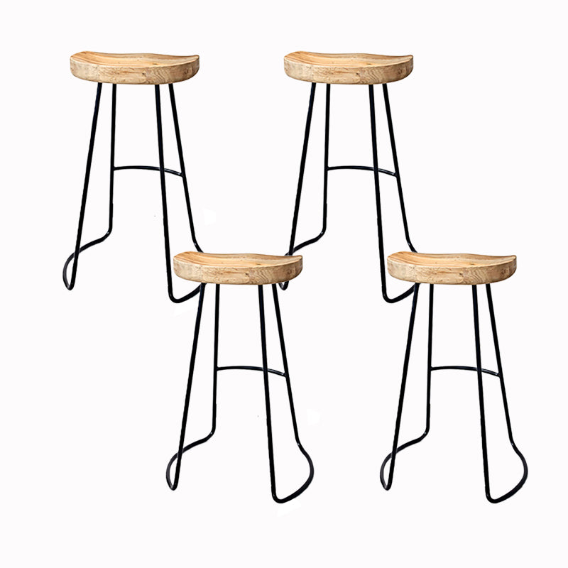 Modern Armless Backless Counter Stool Iron Bar Stool with Pedal
