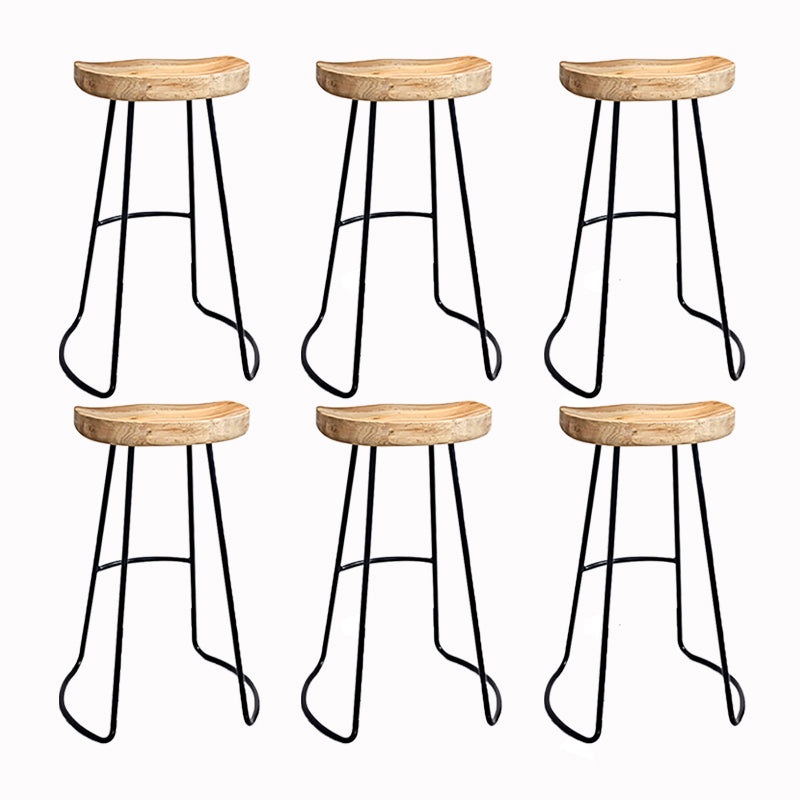 Modern Armless Backless Counter Stool Iron Bar Stool with Pedal