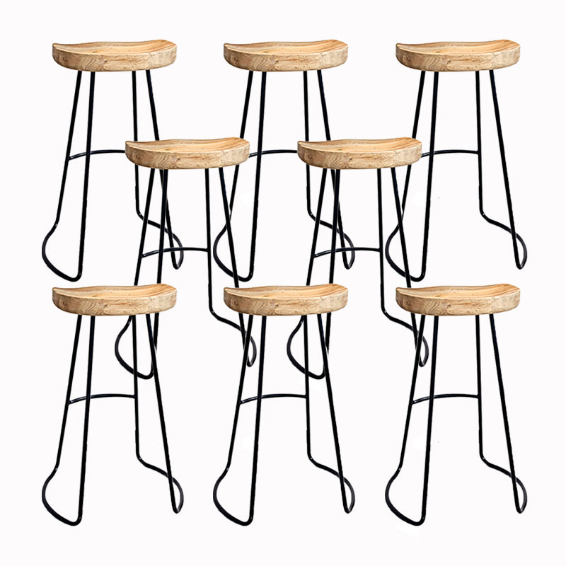 Modern Armless Backless Counter Stool Iron Bar Stool with Pedal