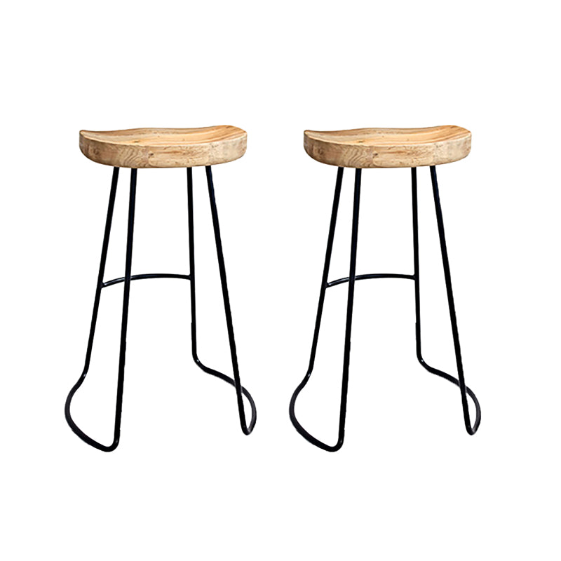 Modern Armless Backless Counter Stool Iron Bar Stool with Pedal