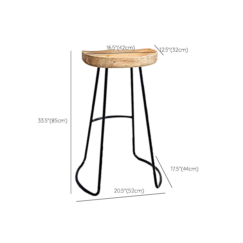 Modern Armless Backless Counter Stool Iron Bar Stool with Pedal