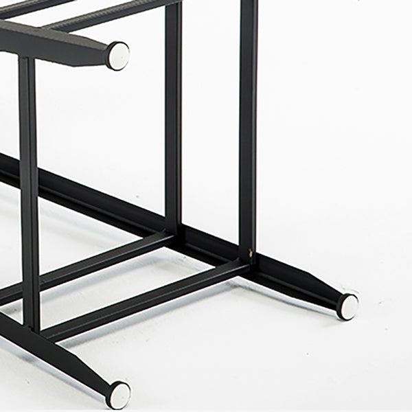 Industrial Brown Counter Stool Leather Square Stool with Black Metal Frame