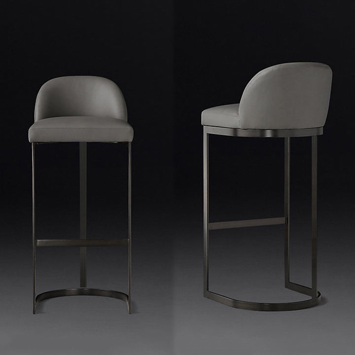 Industrial Low Back Stool PU Leather Counter Stool with Metal Legs