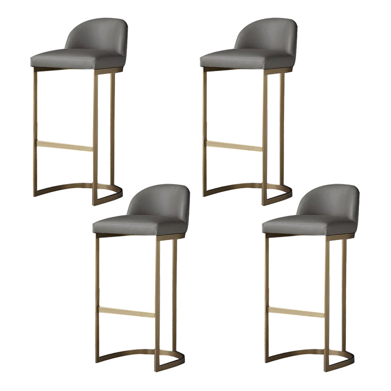 Industrial Low Back Stool PU Leather Counter Stool with Metal Legs