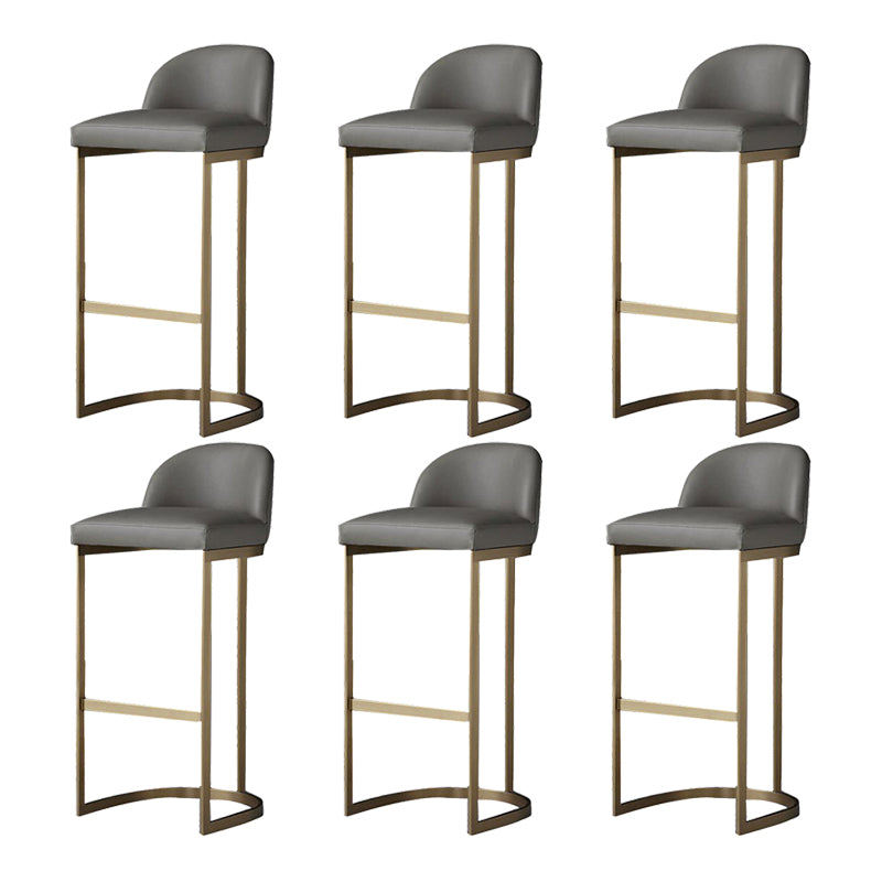 Industrial Low Back Stool PU Leather Counter Stool with Metal Legs