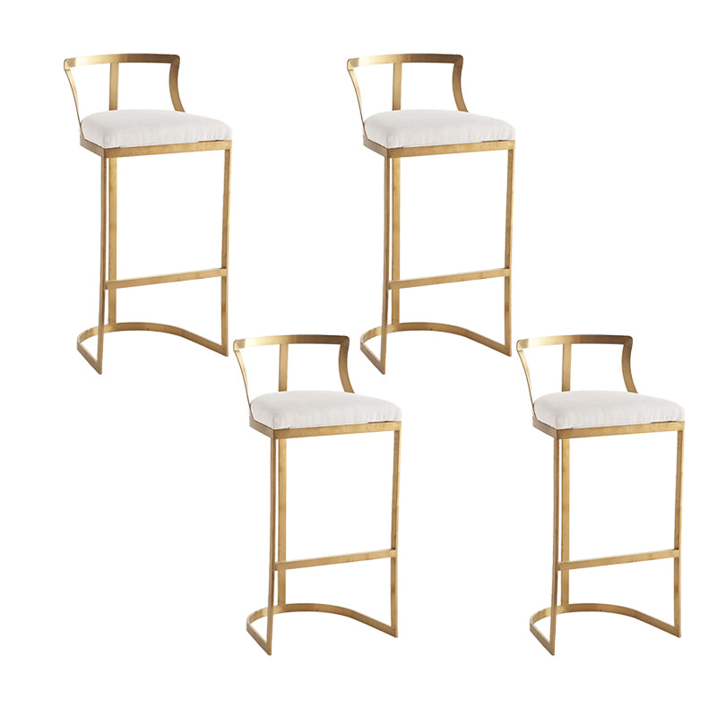 White Upholstered Bar Stools Backrest Counter Stool with Metal Base