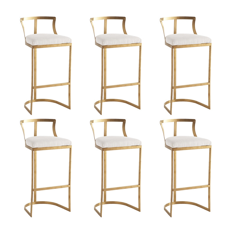 White Upholstered Bar Stools Backrest Counter Stool with Metal Base