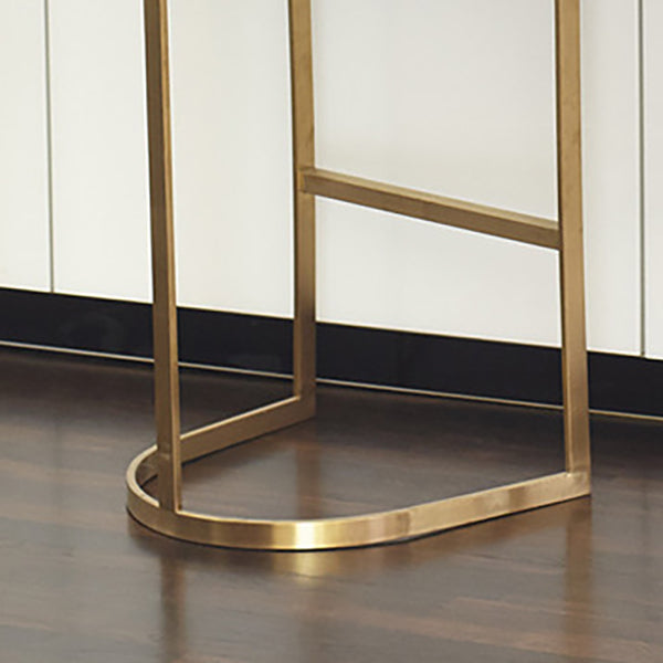 White Upholstered Bar Stools Backrest Counter Stool with Metal Base