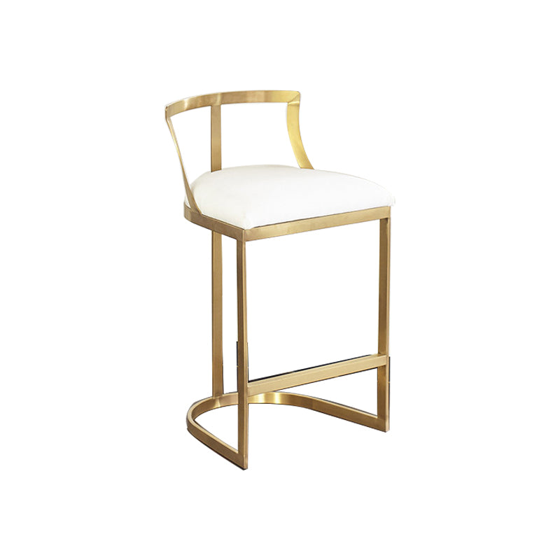 White Upholstered Bar Stools Backrest Counter Stool with Metal Base