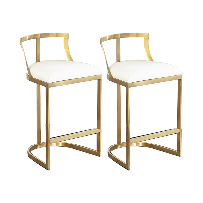 White Upholstered Bar Stools Backrest Counter Stool with Metal Base