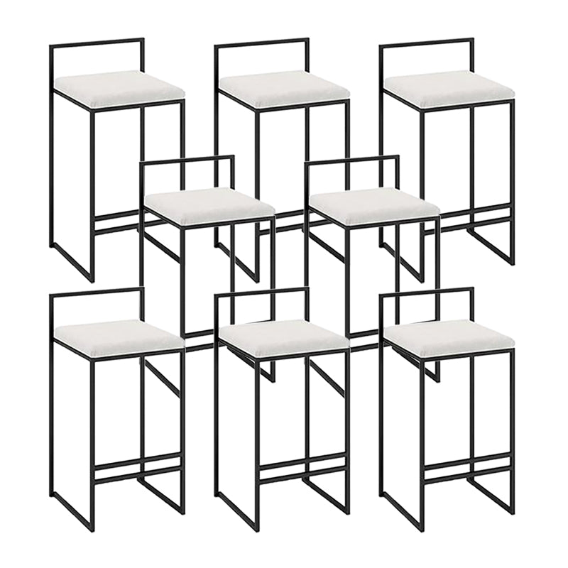 Industrial Low Back Stool Rectangle Upholstered Bar Stools for Living Room