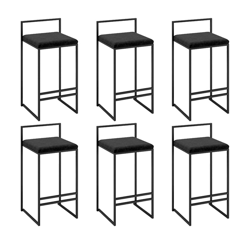 Industrial Low Back Stool Rectangle Upholstered Bar Stools for Living Room