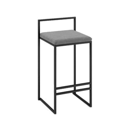 Industrial Low Back Stool Rectangle Upholstered Bar Stools for Living Room