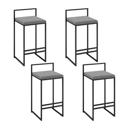 Industrial Low Back Stool Rectangle Upholstered Bar Stools for Living Room