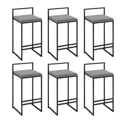 Industrial Low Back Stool Rectangle Upholstered Bar Stools for Living Room