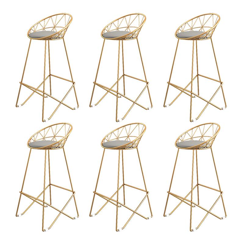 Nordic Backrest Armless Counter Stool Iron Cafe Bar Stool with Leather Cushion