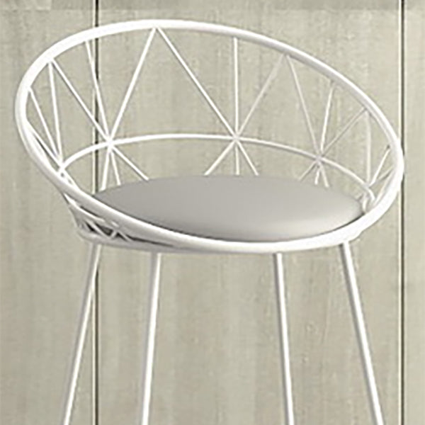 Nordic Backrest Armless Counter Stool Iron Cafe Bar Stool with Leather Cushion