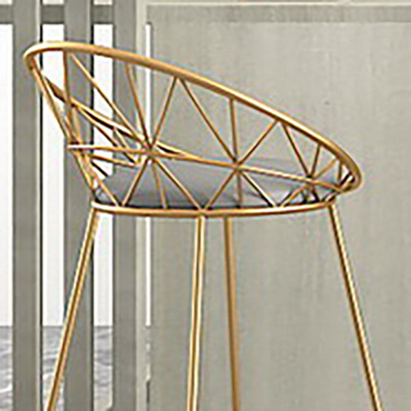 Nordic Backrest Armless Counter Stool Iron Cafe Bar Stool with Leather Cushion