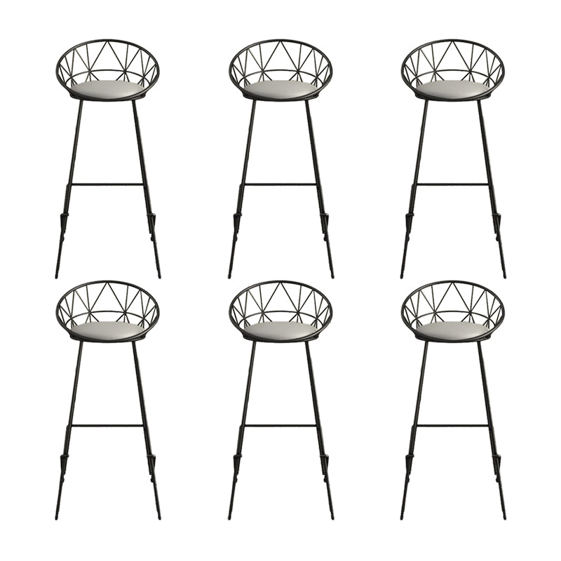 Nordic Backrest Armless Counter Stool Iron Cafe Bar Stool with Leather Cushion