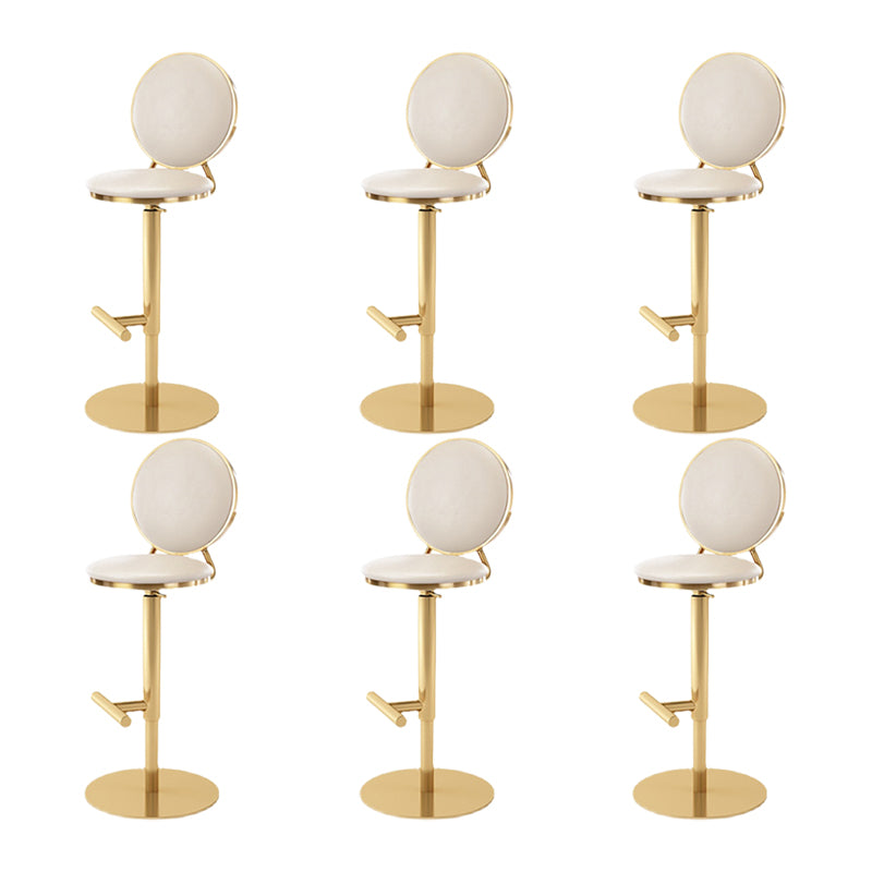 Nordic Adjustable Armless Counter Stool Iron Base Bar Stool with Leather Cushion