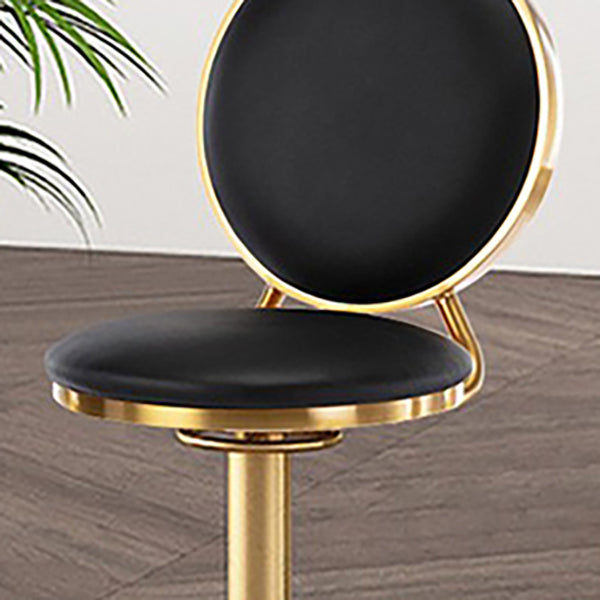 Nordic Adjustable Armless Counter Stool Iron Base Bar Stool with Leather Cushion