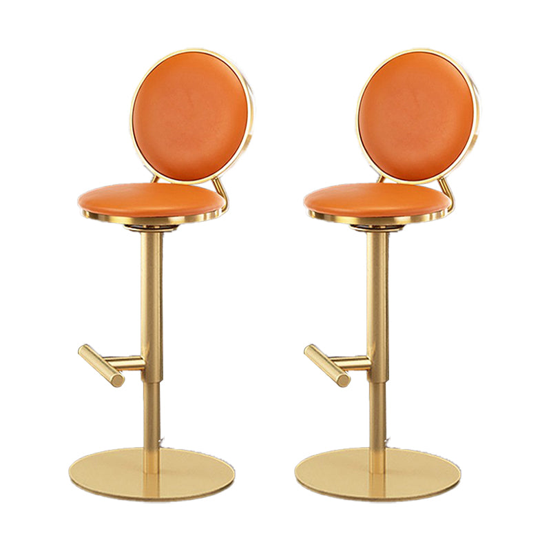 Nordic Adjustable Armless Counter Stool Iron Base Bar Stool with Leather Cushion