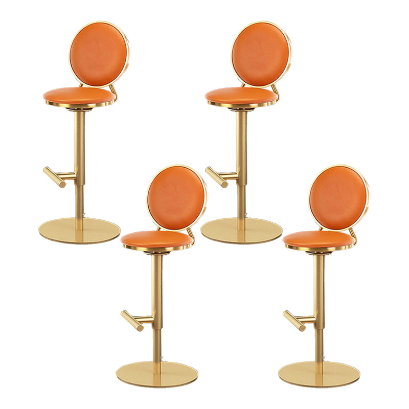 Nordic Adjustable Armless Counter Stool Iron Base Bar Stool with Leather Cushion