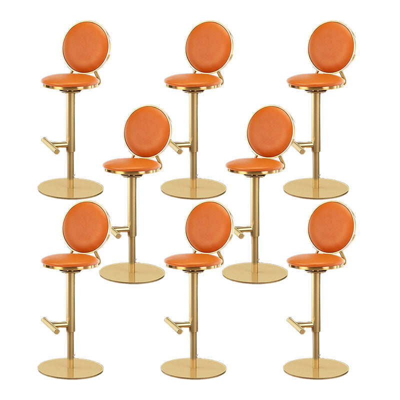 Nordic Adjustable Armless Counter Stool Iron Base Bar Stool with Leather Cushion