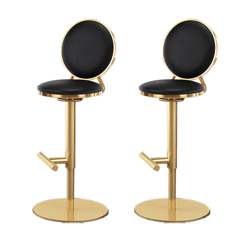 Nordic Adjustable Armless Counter Stool Iron Base Bar Stool with Leather Cushion