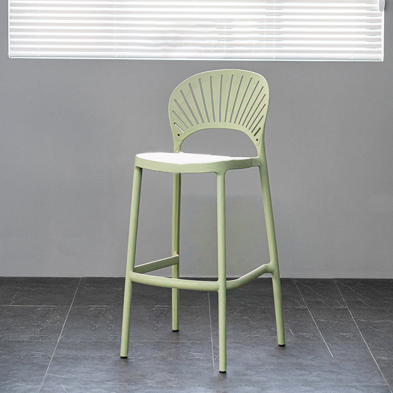 Backrest Armless Counter Stool Industrial Plastic Bar Stool with 4 Legs