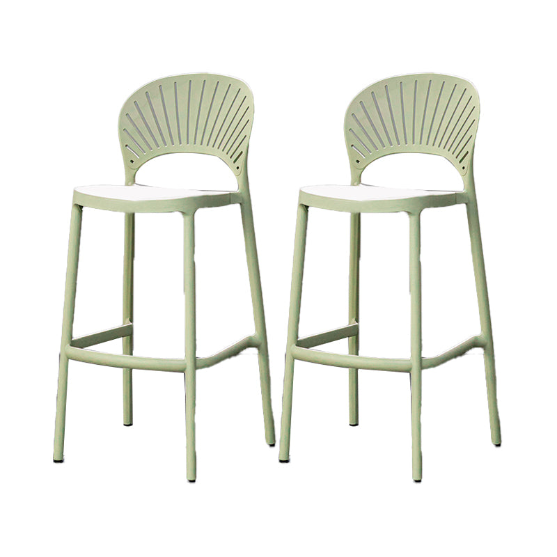 Backrest Armless Counter Stool Industrial Plastic Bar Stool with 4 Legs
