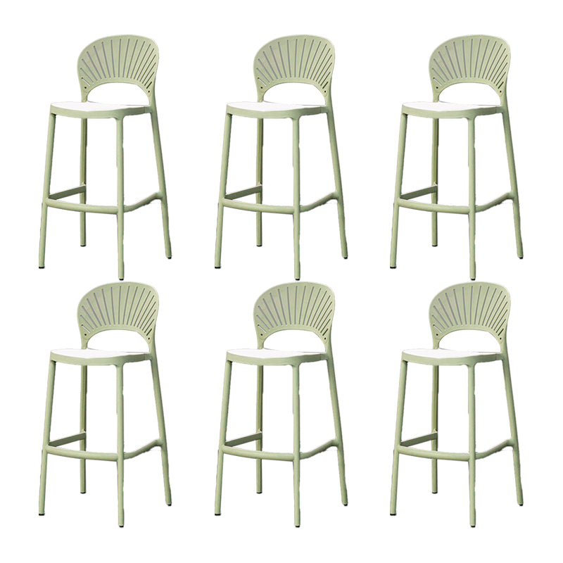 Backrest Armless Counter Stool Industrial Plastic Bar Stool with 4 Legs