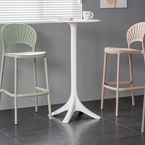 Backrest Armless Counter Stool Industrial Plastic Bar Stool with 4 Legs