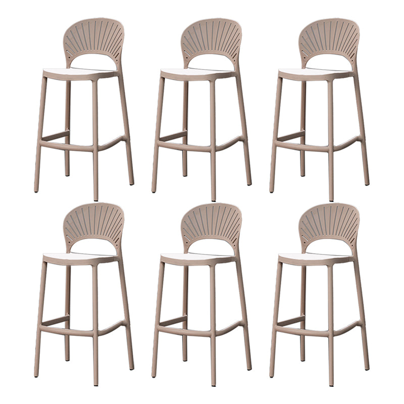 Backrest Armless Counter Stool Industrial Plastic Bar Stool with 4 Legs