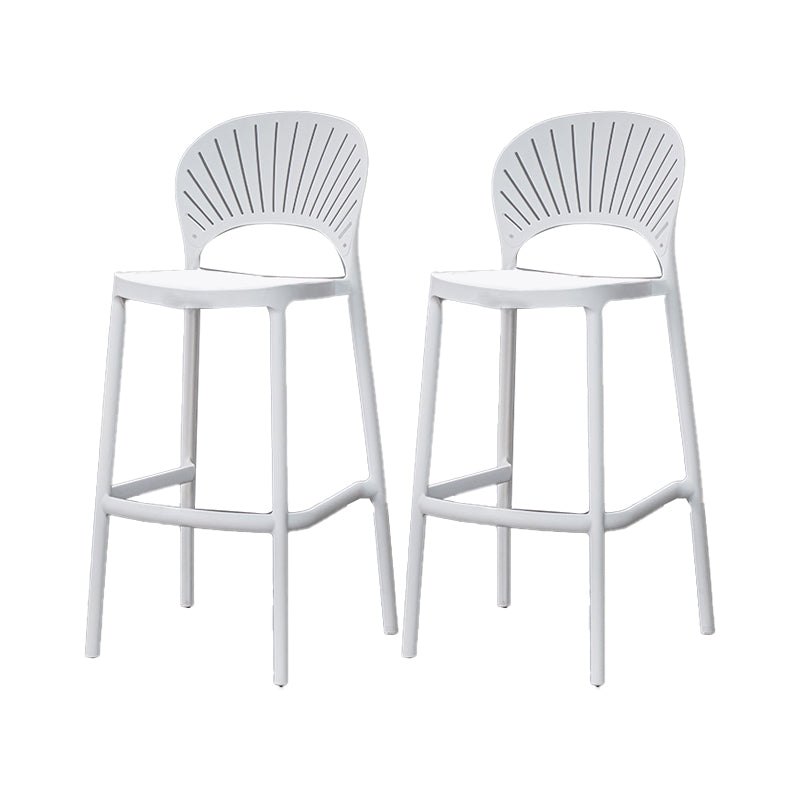 Backrest Armless Counter Stool Industrial Plastic Bar Stool with 4 Legs