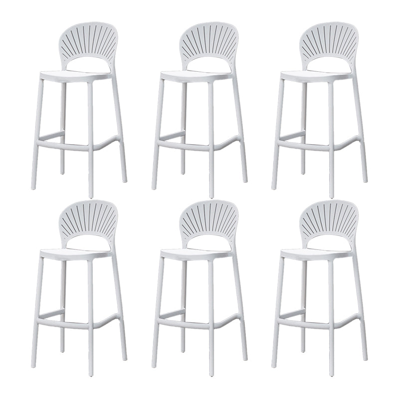 Backrest Armless Counter Stool Industrial Plastic Bar Stool with 4 Legs